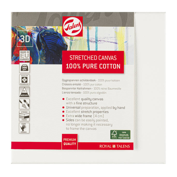 3D spända bomullspinspetsar Talens, hög profil, trähöjd 4 cm - Dukar, målardukar och kilramar - 006132020 - 1