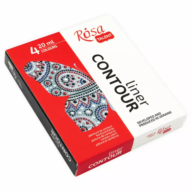 ROSA ÄÄRIVIIVAVÄRISETTI 4*20ml PERUSVÄRI - Askartelumaalit - 008130600 - 1