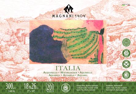 Magnani cold pressed, puolikarkea akvarellilehtiö, liimaus 4 sivulta - Akvarellilehtiöt - 006600401 - 1