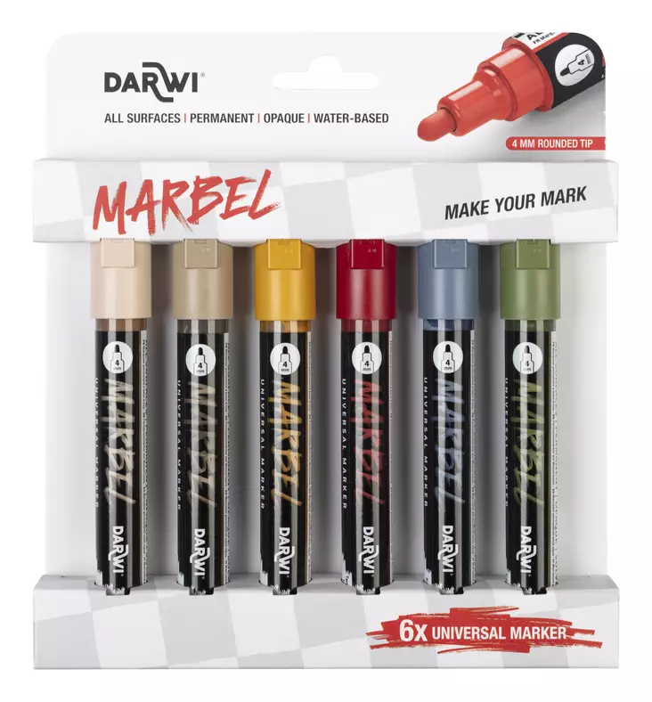 MARBEL SET 6 MARKERS 4MM NATURE - Akryylitussit - 028900201 - 1
