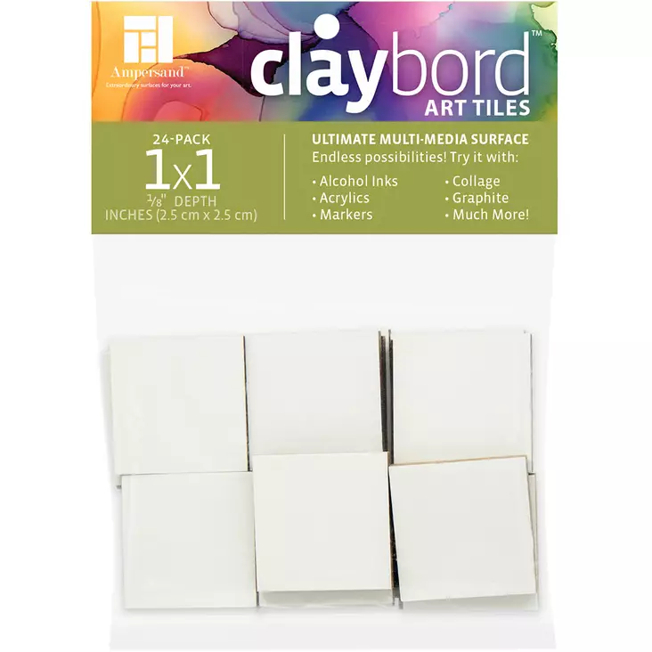 CLAYBORD 1x1" ART TILES 24kpl 2,5x2,5 cm - Ampersand - 006991011 - 1