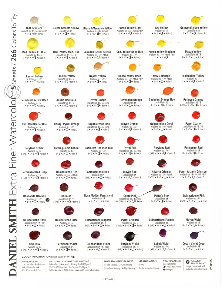 Daniel Smith dot card, äkta färger som testpunkter - Färger och målningsmaterial - 003273001 - 1