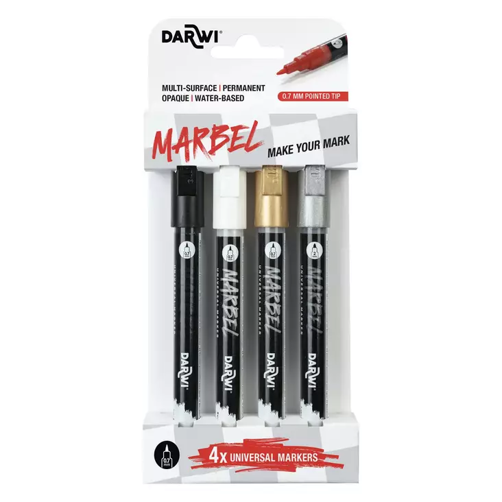 MARBEL SET 4 MARKERS 0,7mm BASIC - Akryylitussit - 028900101 - 1