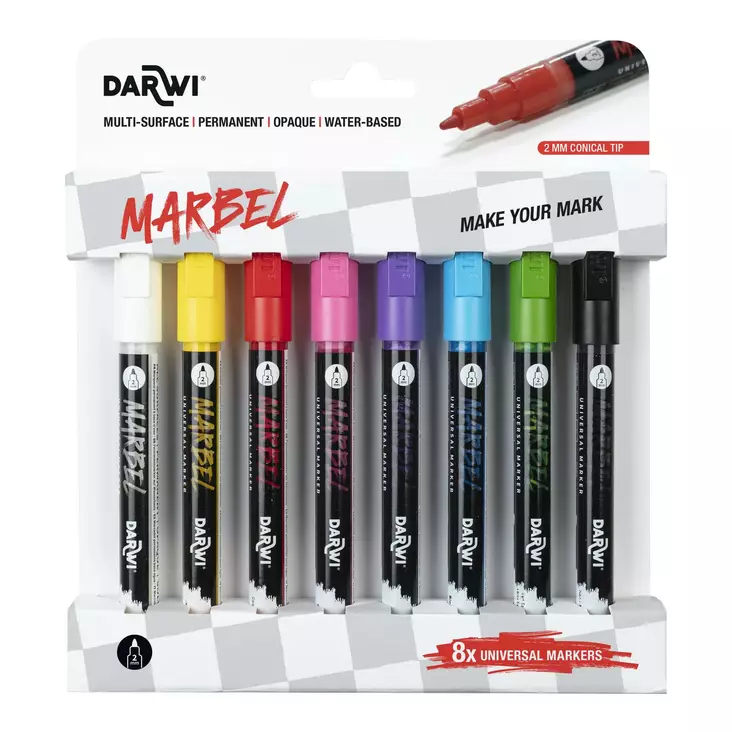 MARBEL SET 8 MARKERS 2mm BRIGHT - Akryltuscher - 028900151 - 1