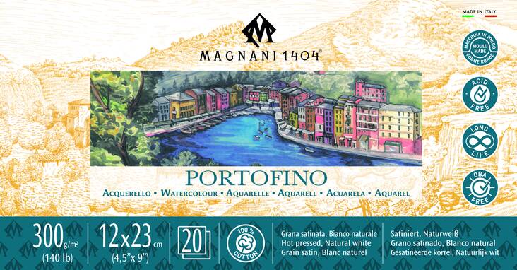Magnani hot pressed, sileä akvarellilehtiö, liimaus 1 reuna - Akvarellblock - 006600612 - 1