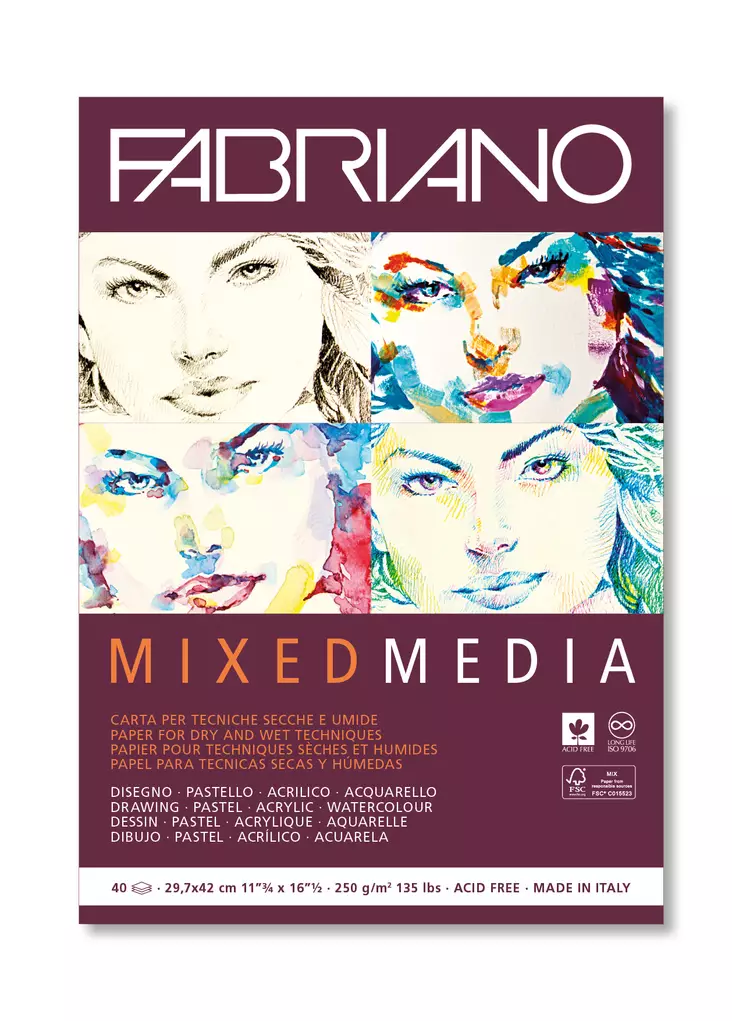 FABRIANO MIX MEDIA 250g, A3 - Paperit ja lehtiöt - 006710882 - 1