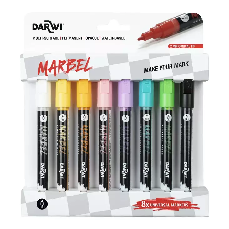 MARBEL SET 8 MARKERS 2mm PASTEL - Akryltuscher - 028900152 - 1