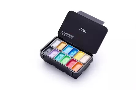 HIMI GUASSI SET 12 SHINY METALLIC TWIN - Gouache och färdiga färger - 360000023 - 2