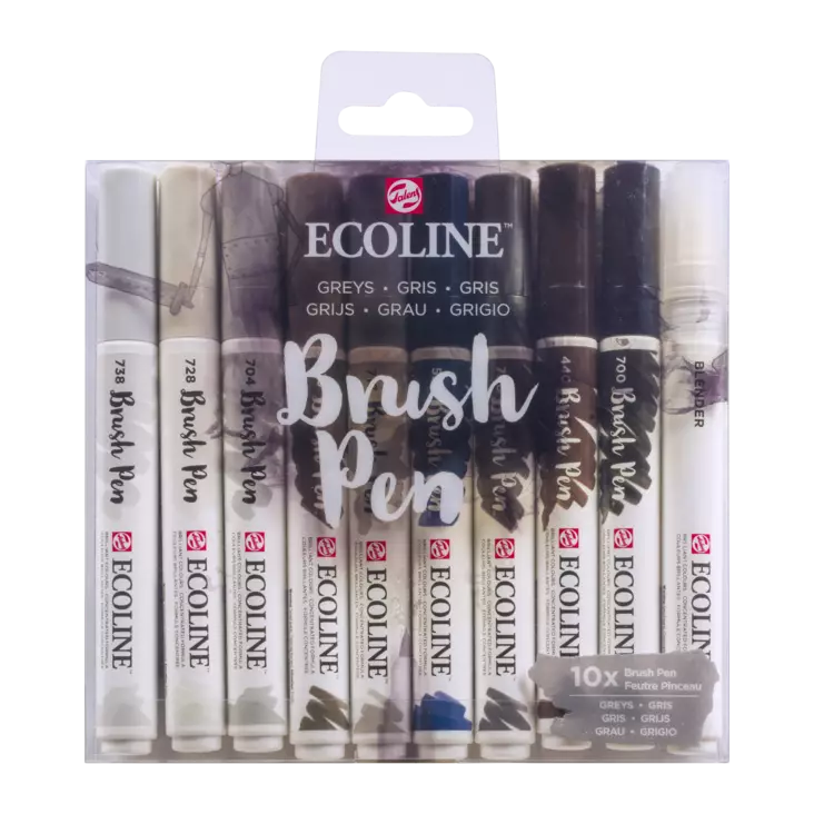 ECOL.BRUSHPEN X10 GREYS - Sivellinkynät - 020005125 - 1