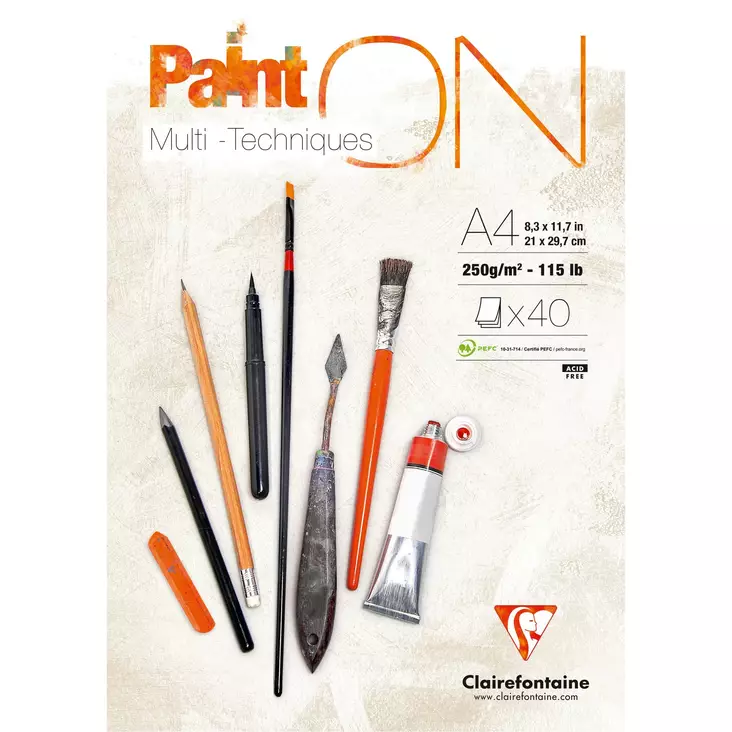 PaintON PAD A4 VIT, 250G SLÄT - Mixed media papper - 015001035 - 1
