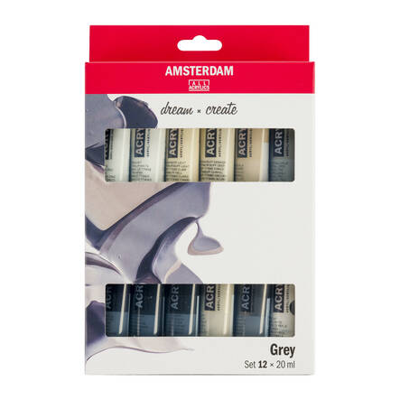 AMSTERDAM 12x20ml GREY HARMAAT - Värit ja maalausaineet Huom! pakkasarat - 003154086 - 1