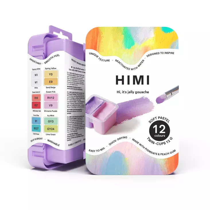 HIMI GUASSI SET 12 PASTELLISÄVYT TWIN - Gouache och färdiga färger - 360000028 - 1