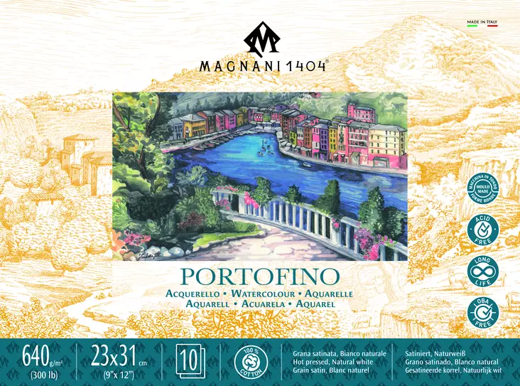 640g PORTOFINO HP 23*31 TW, LEHTIÖ 10ark - Akvarellblock - 006600489 - 1
