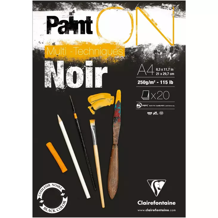 PaintON PAD A4 BLACK, 250g SVART - Mixed media papper - 015001039 - 1