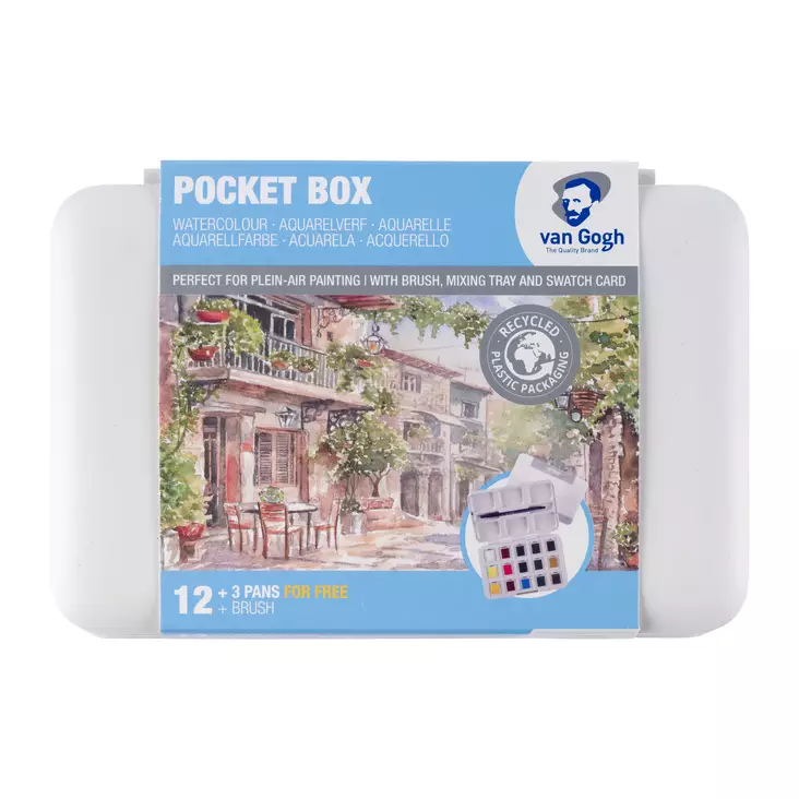 VAN GOGH AKVARELLIVÄRIT POCKET BOX 12+3 - Värit ja maalausaineet Huom! pakkasarat - 003208619 - 1